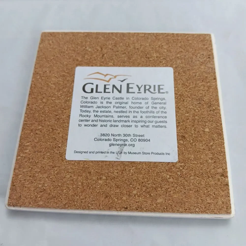 Glen Eyrie Castle Souvenir Coaster Single Replacement Colorado Springs Cork Back